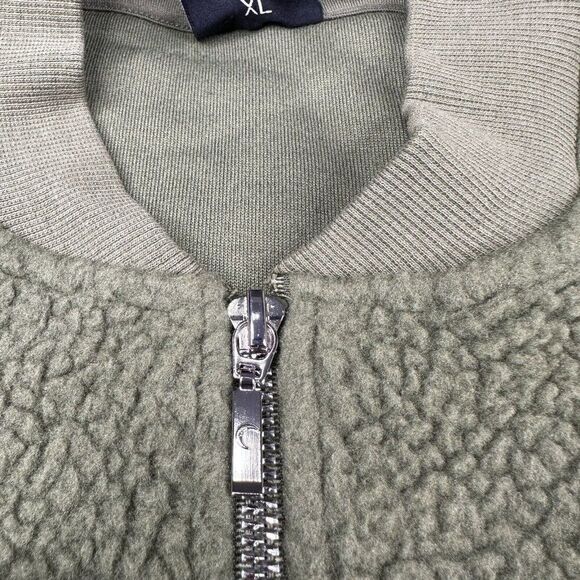 Zyia Active Flying V Fleece Sherpa Bomber Jacket Olive Green - Picture 9 of 12